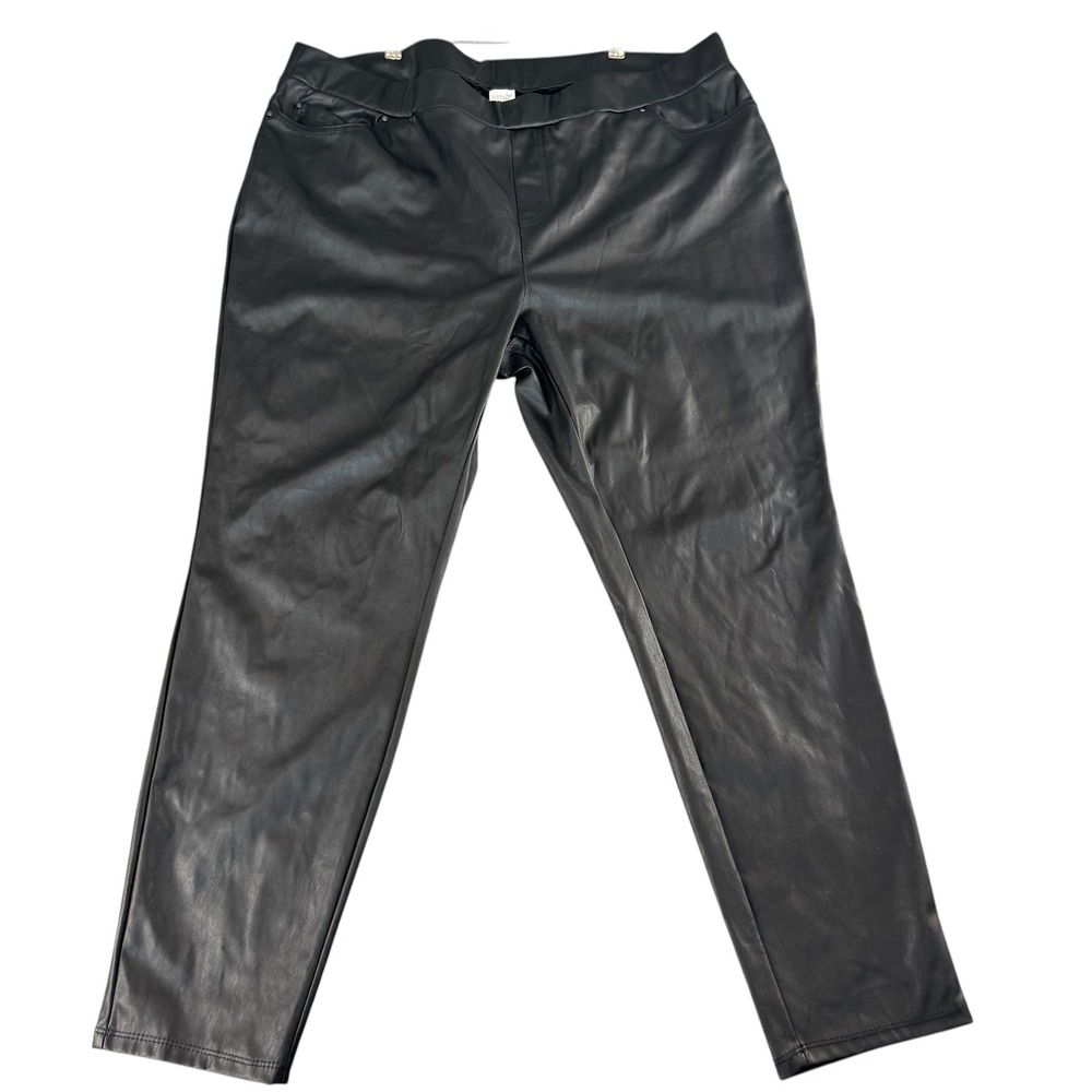 Terra & Sky Black Faux Leather Pull On Pants Plus 2X 20W-22W High‎ Rise Legging
